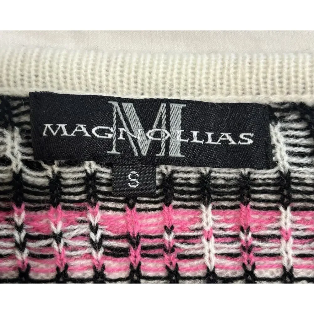 Knit Sweater Pink Aztec Nordic Design Size Small Lightweight Winter Layering - Picture 3 of 6